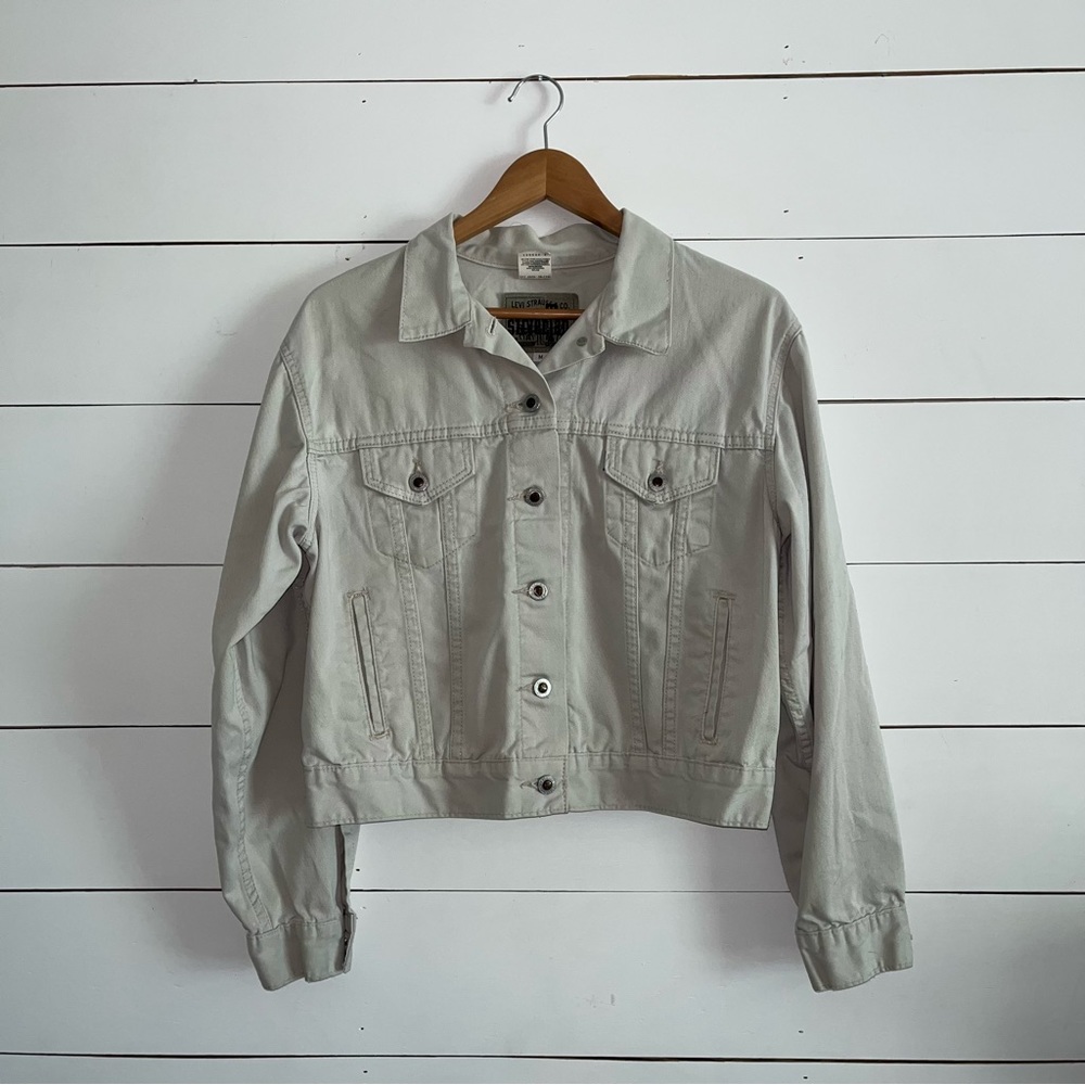 Vintage 90's Levi Silver Tab White Denim Trucker … - image 1